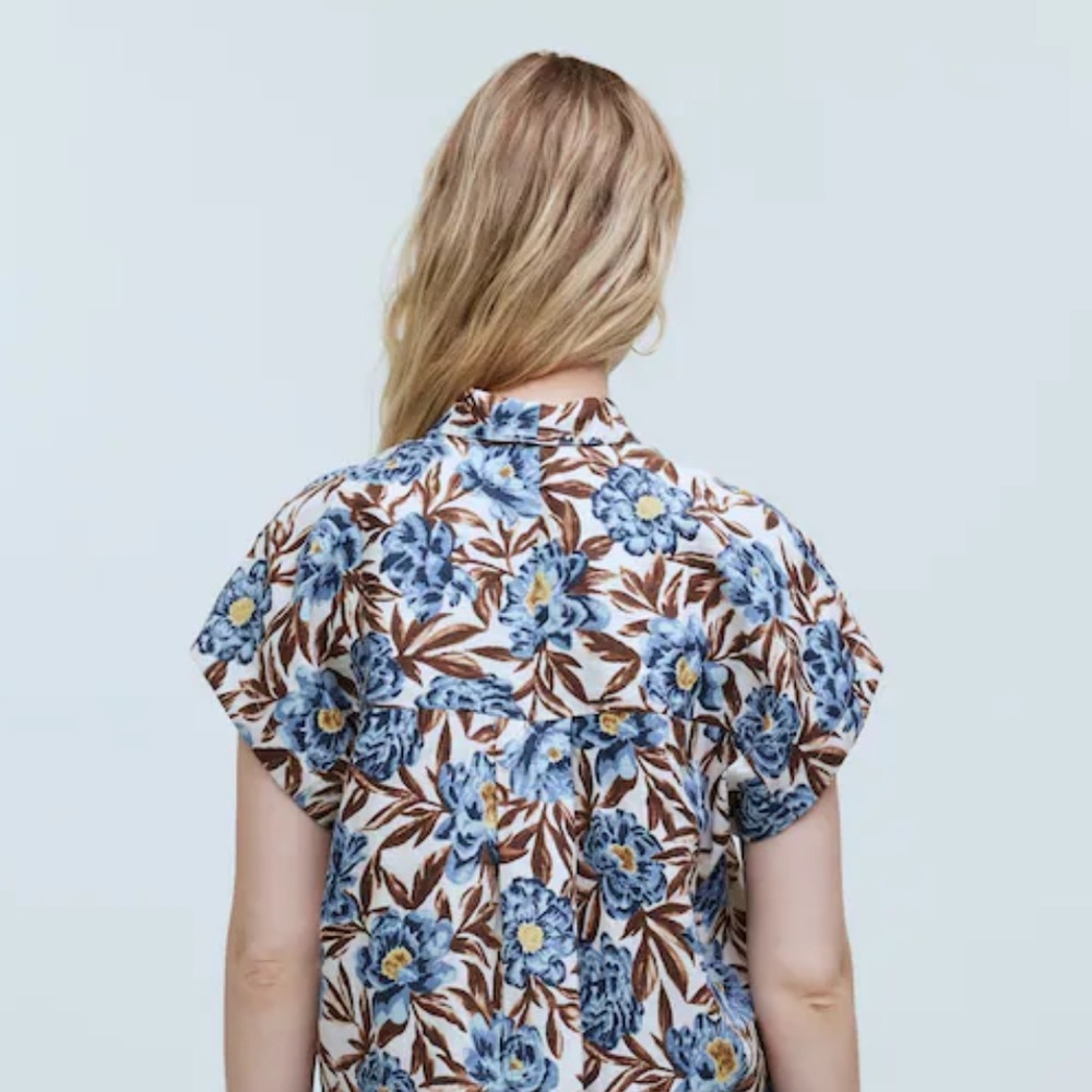 Crop Dolman Shirt in Floral 100% Linen
